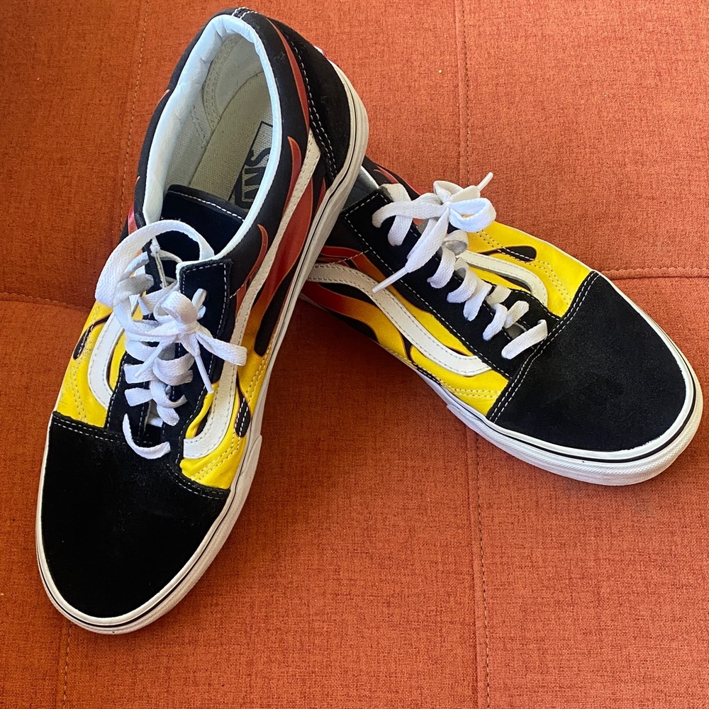 Vans Men's Black, Yellow, and Red Sneakers